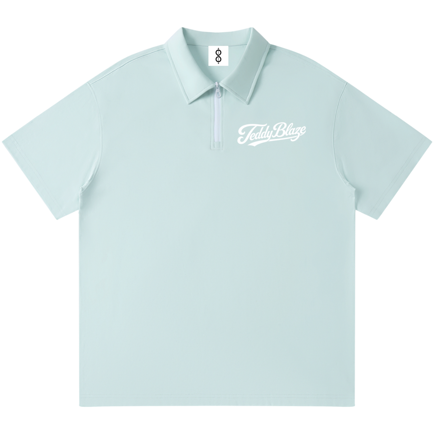A light mint green short-sleeve polo shirt with a half-zip collar and a white 'Tubular' script logo on the left chest, displayed against a solid white background.