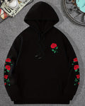 Rose Print Sleeve Pullover Hoodie | THE IVY MAN