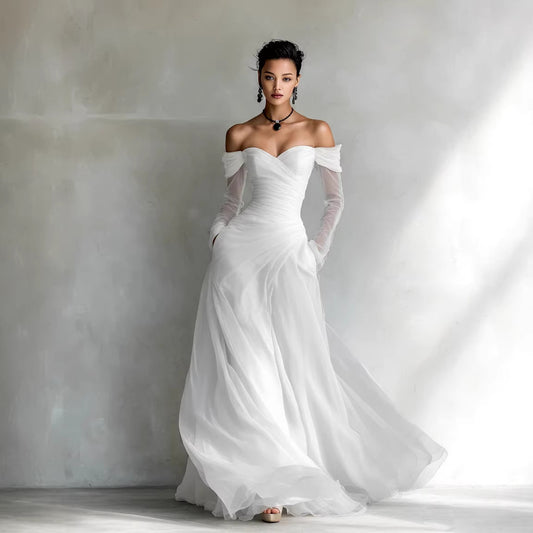 Alabaster Gossamer Evening Gown