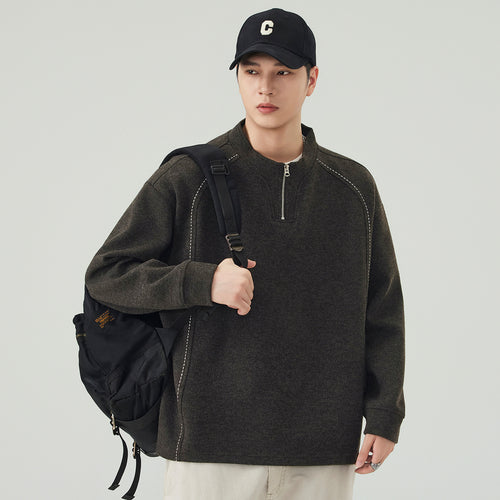 Savant Contrast Stitch Quarter-Zip Pullover