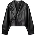 Sovereign Cropped Faux Leather Wrap Jacket