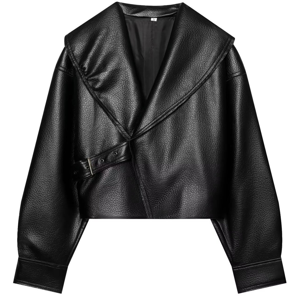 Sovereign Cropped Faux Leather Wrap Jacket