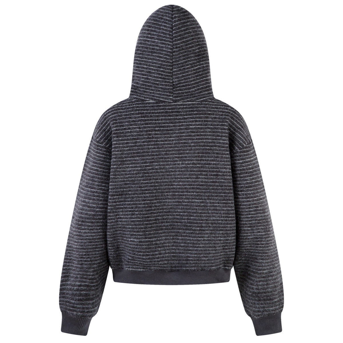 Shop the Iron + Ivy Faux Fur Trim Fleece Zip Hoodie by Teddy Blaze. Heavyweight dark grey striped fleece hoodie featuring a plush faux fur hood lining and full-zip closure.