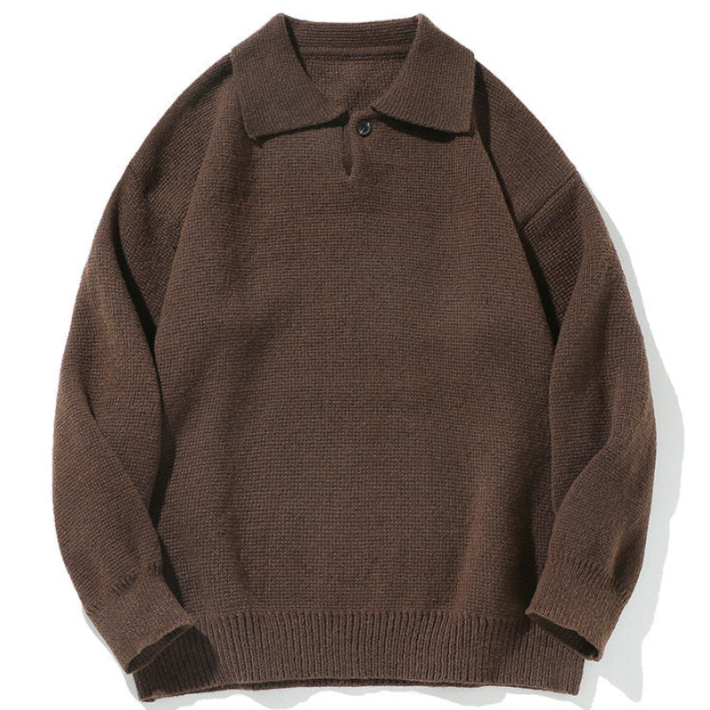 Shop the Iron + Ivy Loose Fit Polo Collar Knit Sweater by Teddy Blaze. Heavyweight textured knit pullover featuring a turn-down polo collar and single button placket.