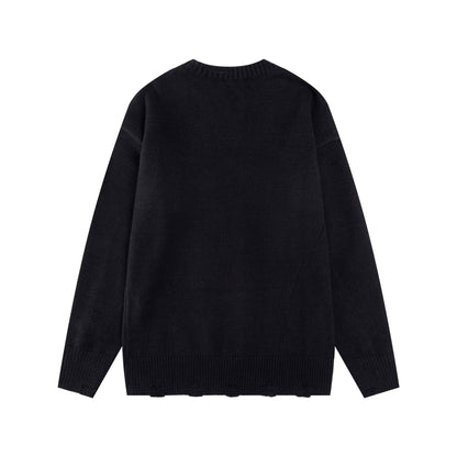 Studded Star Detail Flag Jacquard Knit Pullover Sweater