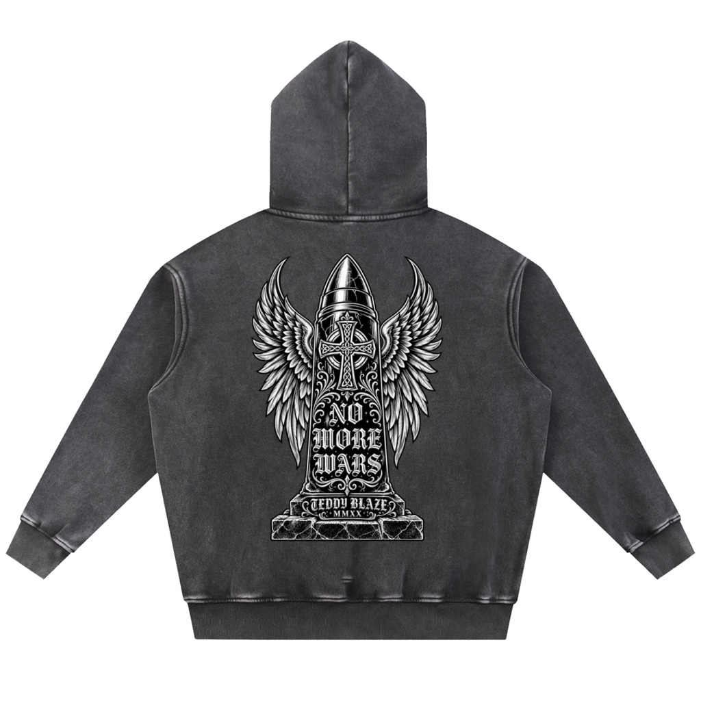 No More Wars Snow Wash Fleece Pullover Hoodie