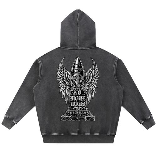 No More Wars Snow Wash Fleece Pullover Hoodie