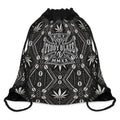 Carry DaChek™ with The Backpacker, Teddy Blaze's black-and-white drawstring backpack featuring African-inspired patternwork, lined storage and an interior zip pocket.
