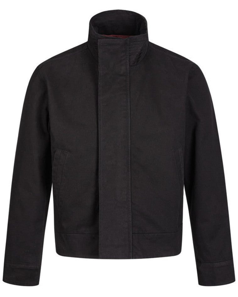Discover the Teddy Blaze black cotton stand-collar jacket. Featuring a clean zip-front placket with a storm flap, structured shoulders, and a refined silhouette, this piece delivers effortless polish for cooler weather.
