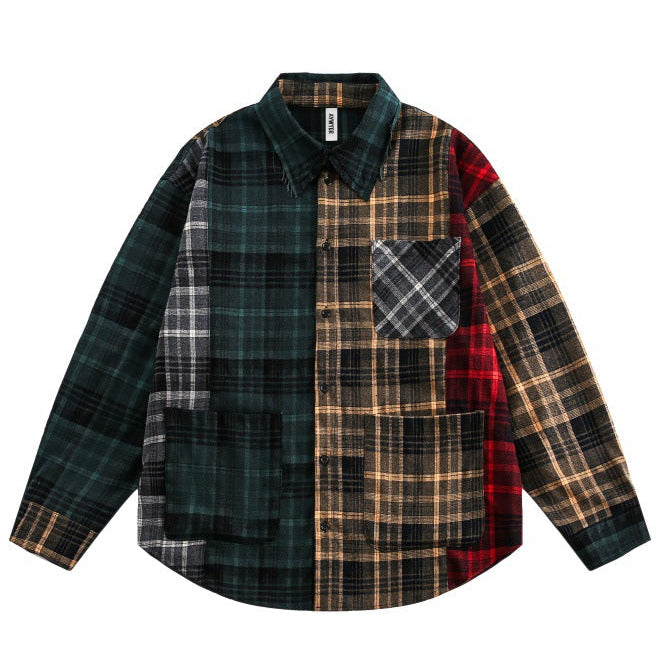 Vintage Patchwork Plaid Overshirt