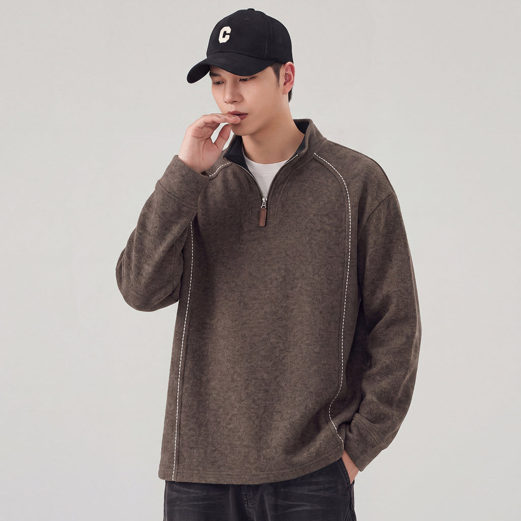 Savant Contrast Stitch Quarter-Zip Pullover