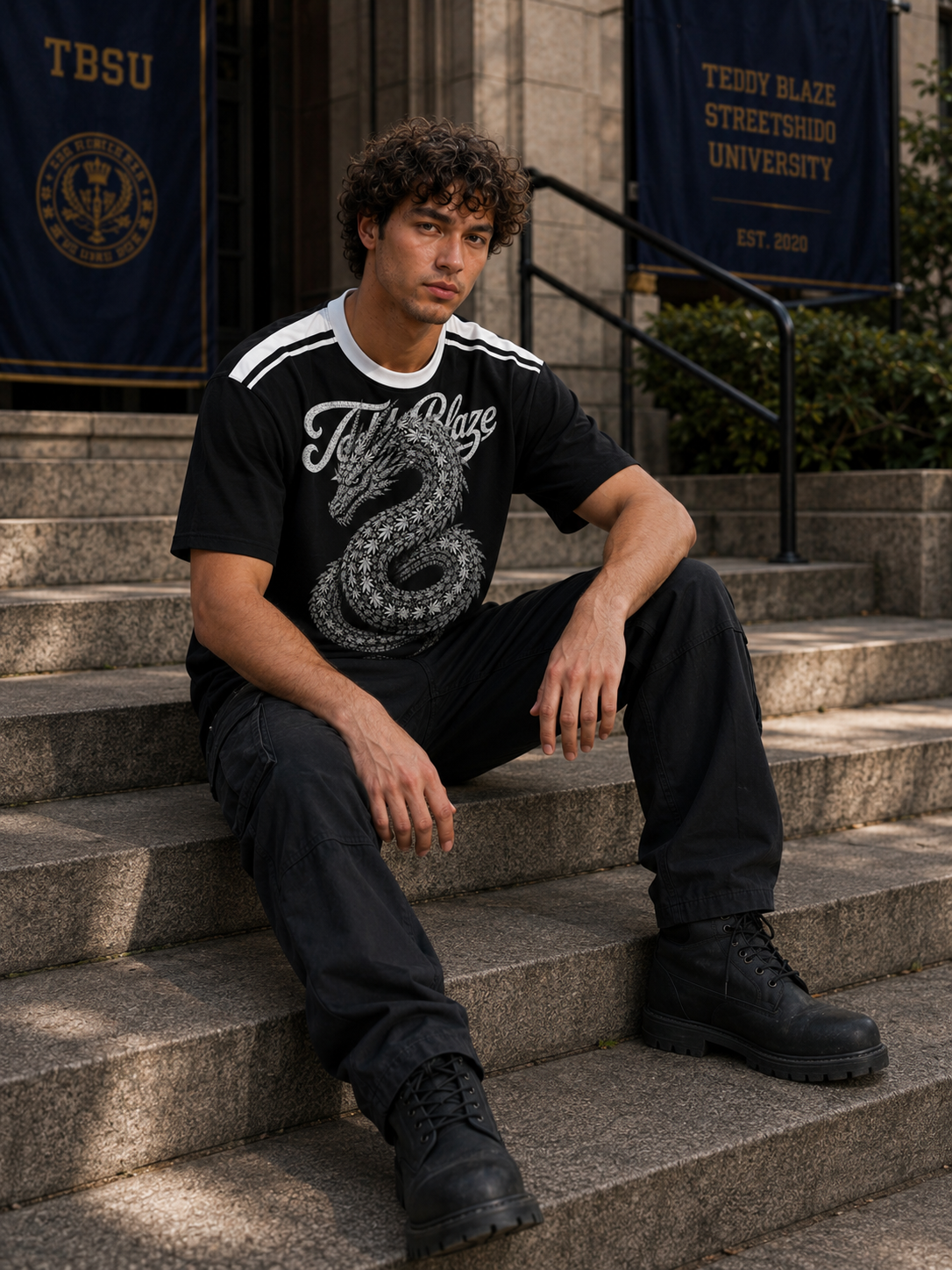 Dragon Color Block Cotton Tee | EMPORIUM