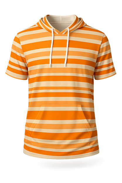 Striped Short Sleeve Pullover Hoodie.STR7