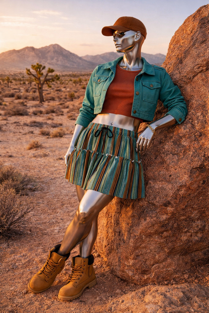 Emerald Canyon Cascade Ruffle Mini Skirt