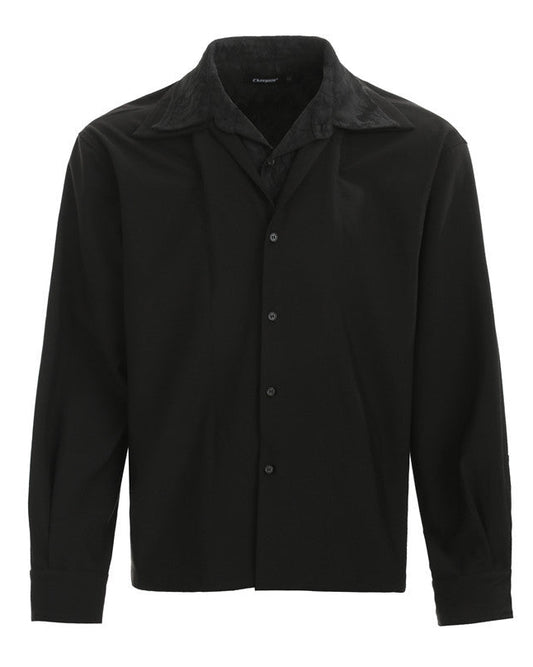 False Collar Long Sleeve Button Down Shirt