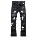 Sovereign Cross Appliqué Slim Denim Trousers