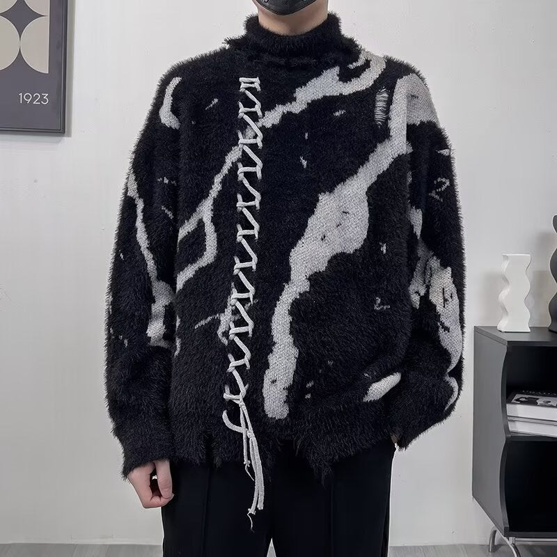 Monochrome Brushed Laced Sweater