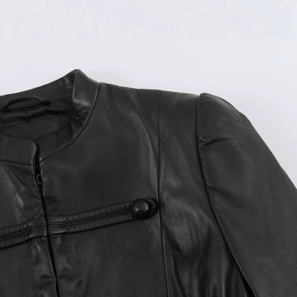 Military Frosted Faux Leather Officer Jacket