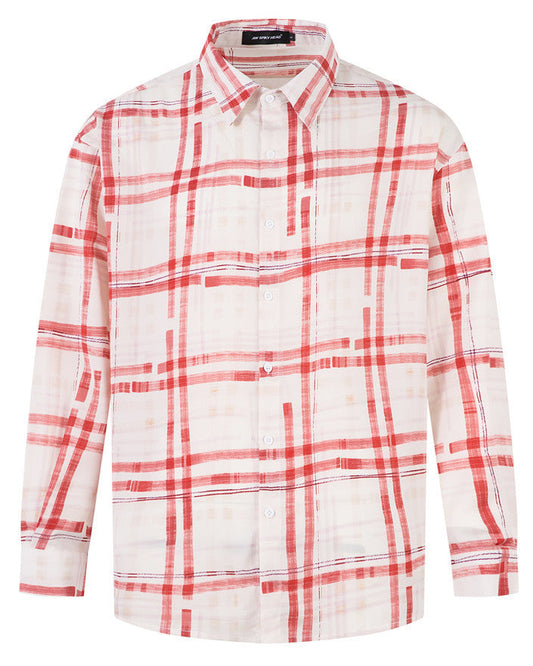 Gingham Plaid Print Long Sleeve Button Down Shirt