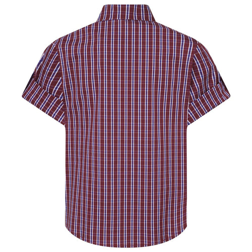 Shop the Iron + Ivy Cuffed Workwear Grid Plaid Short Sleeve Shirt by Teddy Blaze. Japanese workwear-inspired cotton-blend plaid shirt featuring rolled cuffed sleeves and a bias-cut pocket.