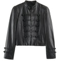 Military Frosted Faux Leather Officer Jacket
