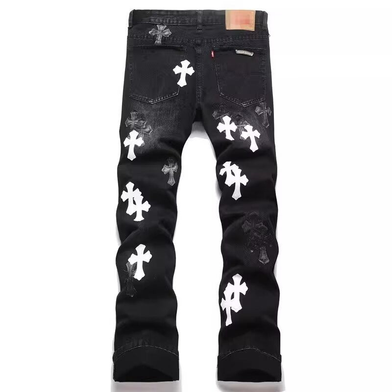 Sovereign Cross Appliqué Slim Denim Trousers