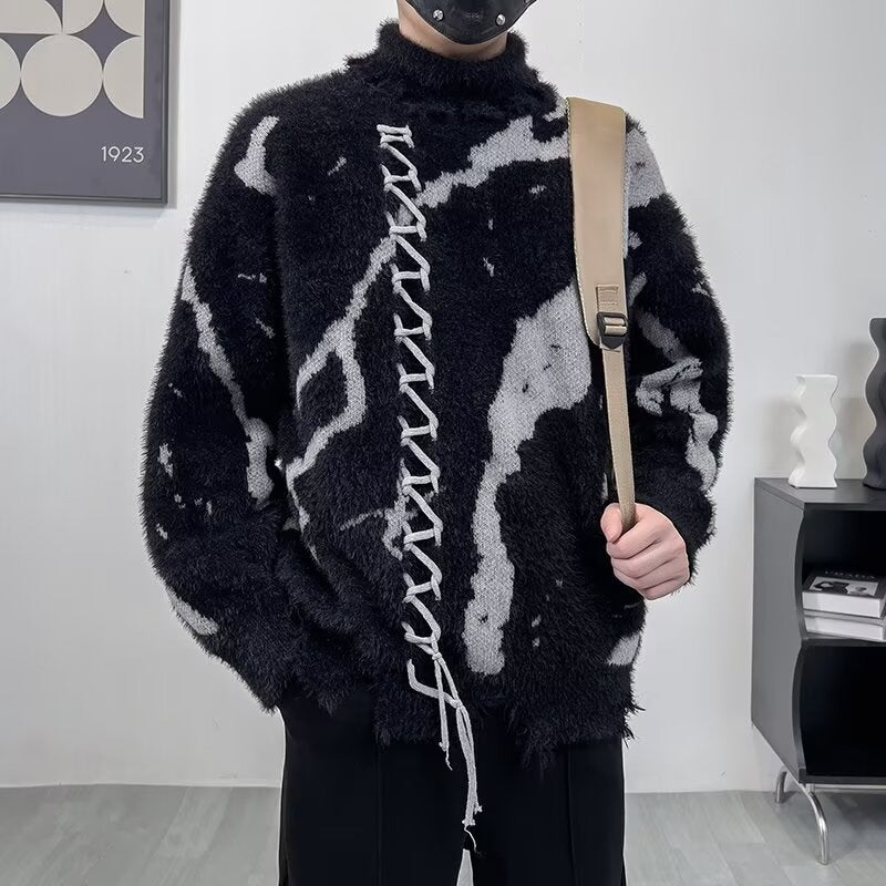 Monochrome Brushed Laced Sweater