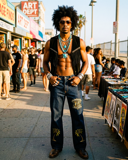 Golden Palms Heavyweight Straight Leg Denim Jeans