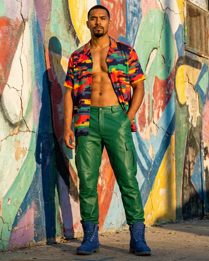 Camo Print Short Sleeve Button Down Shirt (CAMO14)