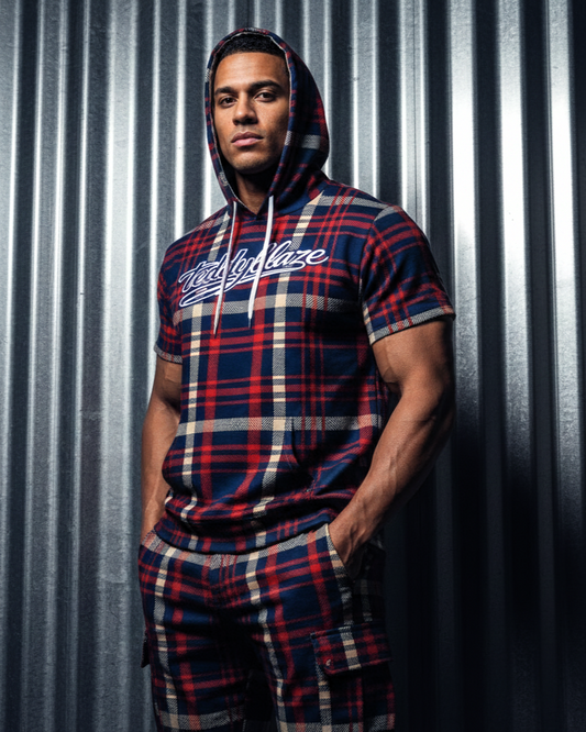 Signature Plaid Pullover Short Sleeve Hoodie