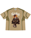Shop the Iron + Ivy Signature Sapeur Blaze Paneled V-Neck Cotton Tee by Teddy Blaze. Breathable 230 GSM khaki paneled cotton t-shirt featuring a dapper Sapeur bear graphic.