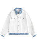 Discover the Teddy Blaze cotton jacket featuring a contrasting plaid collar, hem detailing, and cuffs. Available in white and blue colorways, this statement outerwear piece brings layered depth and relaxed style to autumn dressing.
