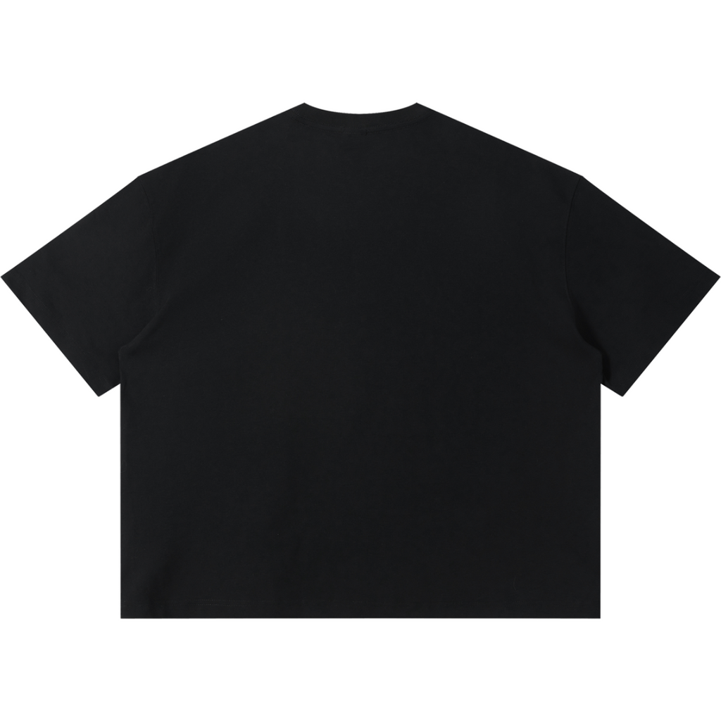 Shop the DaCruz Shoe Boxy Tee by Teddy Blaze. 220 GSM cotton-poly oversized drop-shoulder t-shirt with silver horseshoe filigree graphic from TOPS BY TEDDY BLAZE.