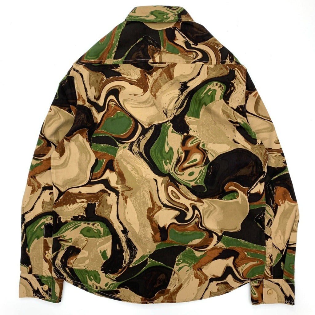 Shop the Teddy Blaze Nomad Marbled Camo Utility Shirt, a 100% cotton men's overshirt featuring abstract woodland camouflage, four utility pockets and relaxed workwear styling.