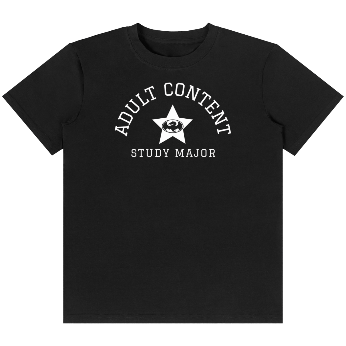 Shop the Adult Content Study Major Classic Tee by Teddy Blaze. 180 GSM cotton-spandex stretch tee with collegiate graphic print from the TOPS line of The Mature Mocha Collection.