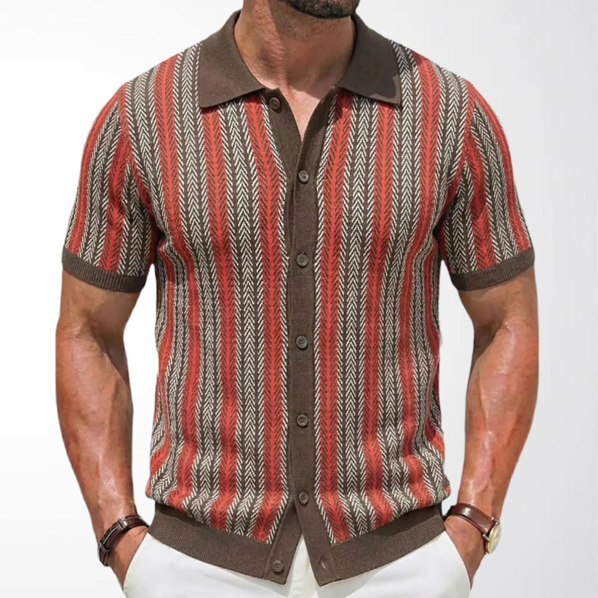 Chevron Knit Cabana Shirt