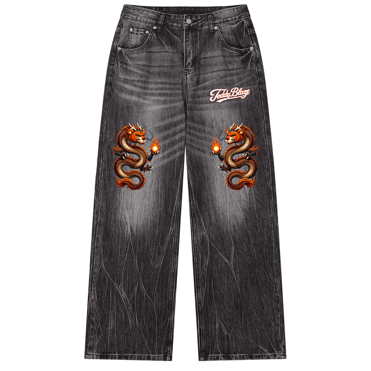 Signature SDB Dragon Vintage Wash Wide Leg Jeans | The TBX Chelsea Collection