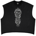 Heavyweight 340 GSM French terry boxy tank with raw-edge details and monochrome Teddy Blaze Afro-Gothic graphics. Unisex MEN OF BLAZE sizing.