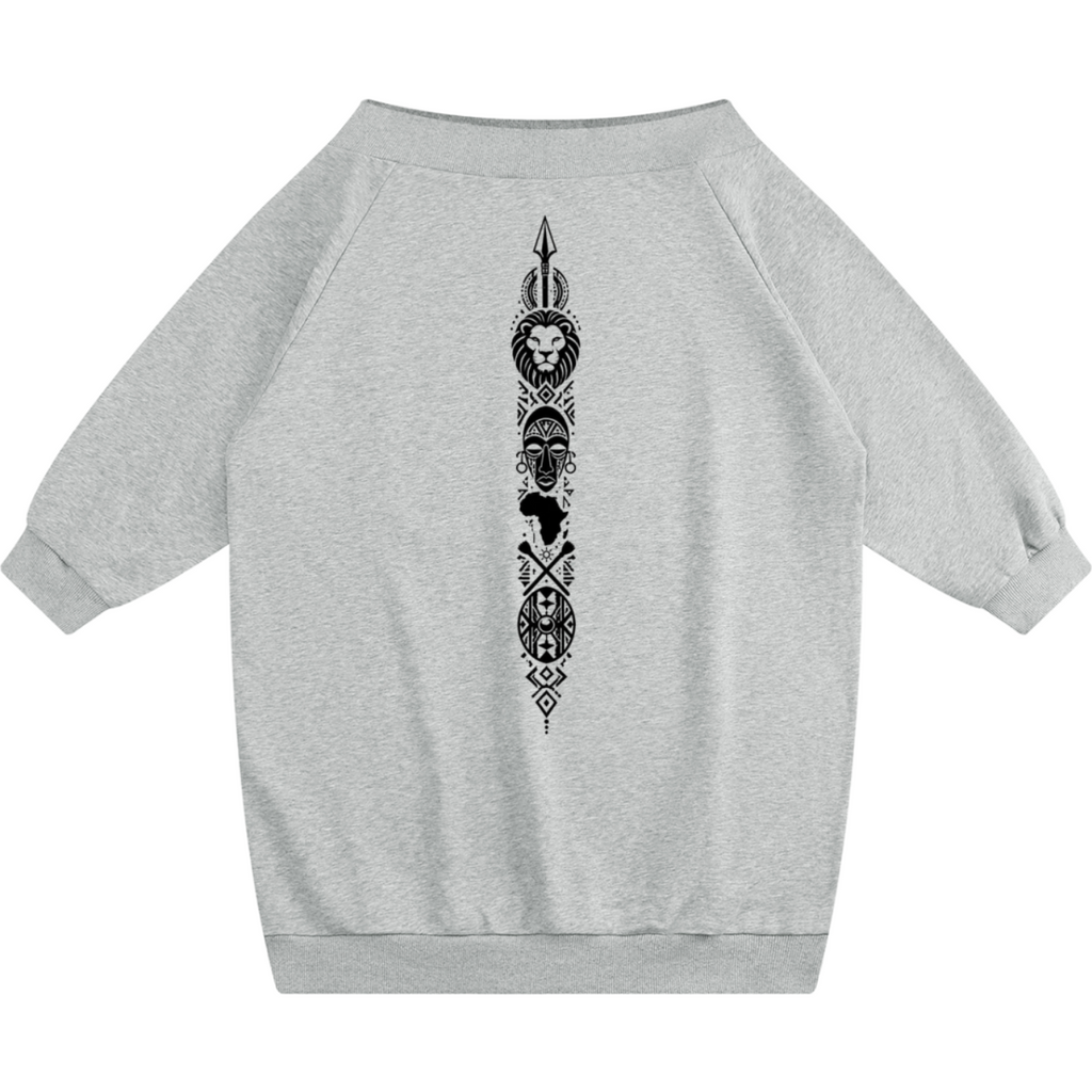Shop the Teddy Blaze Afrodemia Americana Off-the-Shoulder Dress, a relaxed cotton-blend sweatshirt dress featuring signature Afrodemia artwork and VERY TEDDY house branding.