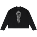 Lightweight lyocell-blend raw edge jumper with an oversized fit, Afro-Gothic Teddy Blaze artwork and Very Teddy back branding.