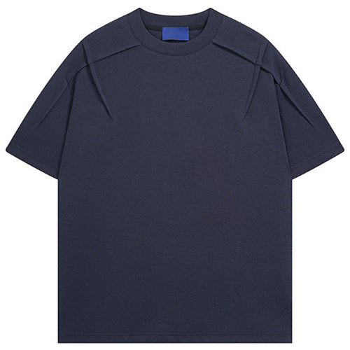 Shop the Architectural Pleat Drop Shoulder Tee by Teddy Blaze. Premium cotton-blend loose-fit t-shirt featuring diagonal chest pleat seams from THE IVY MAN.