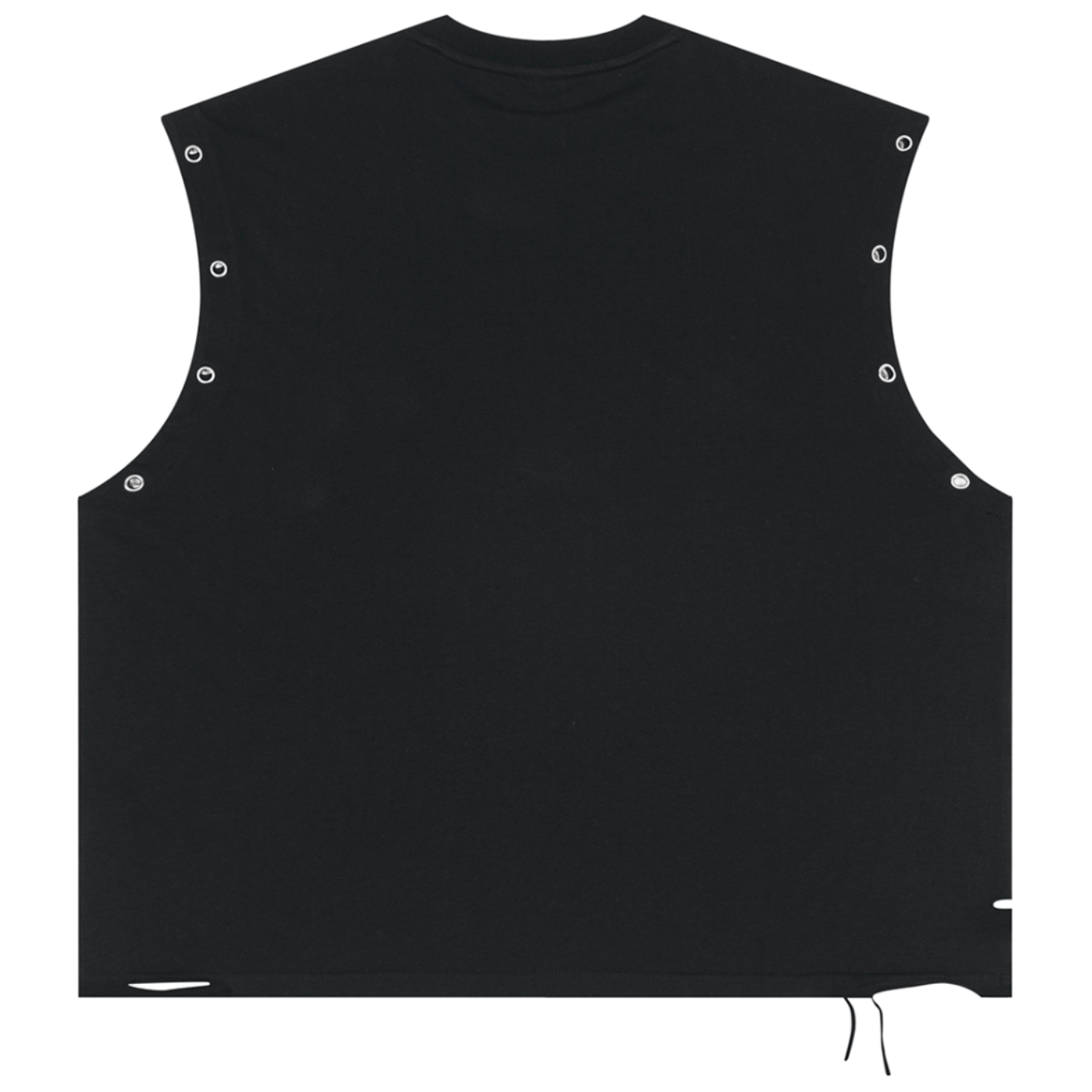 Shop the Signature Cachet Distressed Cotton Grommet Eyelet Tank by Teddy Blaze. 270 GSM black cotton muscle tank with silver eyelets and Cachet emblem from The Mature Mocha Collection.