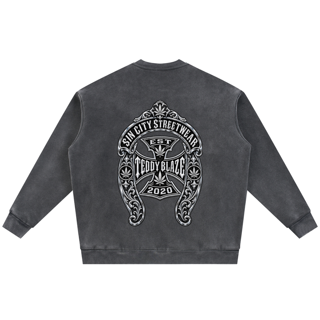 Shop the DaCruz Shoe Vintage Washed Fleece Baseball Jacket by Teddy Blaze. 360 GSM heavy fleece zip jacket with silver horseshoe graphics from WE OUTSIDE!