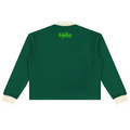 Shop the Signature Contrast Trim Long Sleeve Golf Shirt by Teddy Blaze. 320 GSM heavy green cotton-poly pullover with contrast cream trim and neon back script.