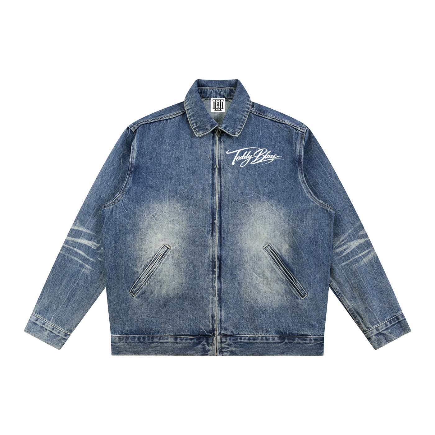 Hit Em Hard Signature Vintage Wash Zip Up Denim Jacket