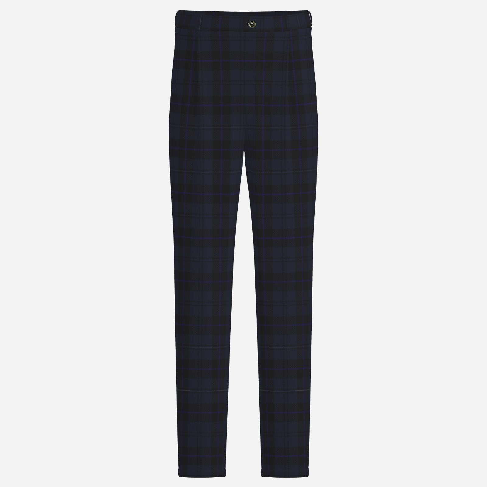 Shop Bailey Tartan Straight Leg Pants by Teddy Blaze, crafted in 260 GSM English Cloth with tonal plaid and a clean Black Ivy straight-leg silhouette.