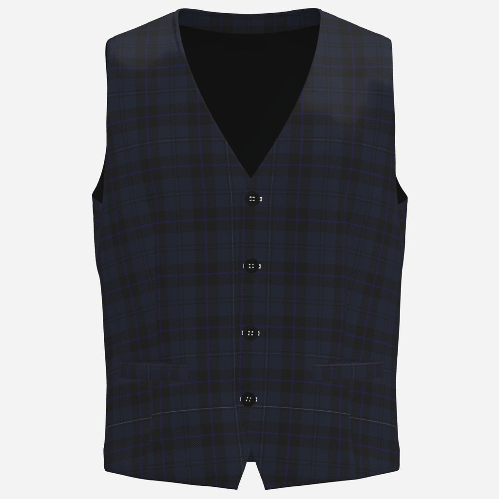 Shop the Bailey Tartan Waistcoat by Teddy Blaze, crafted in 260 GSM English Cloth with tonal plaid and tailored Black Ivy streetwear styling.
