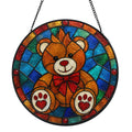 Brighten your space with the colorful Bearatoo stained glass decoration, available in two sizes and ready to hang from Teddy Blaze.
