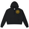 Elevate your statement outerwear with the House of Teddy Blaze Beardusa V-Neck Box Cut Raw Edge Fleece Hoodie. Black 360 gsm fleece, notched V-neck collar, raw edge details, and gold Medusa bear graphics. Shop NYC to Vegas style.