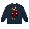 Shop the Bearfather of Vegas Oversized Jumper by Teddy Blaze. 380 GSM midnight navy fleece sweatshirt featuring brand personification The Bearfather from The Mature Mocha Collection.